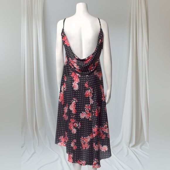 IEENA for Mac Duggal Cowl Neck Floral & Polkadot Print Dress - Picture 4 of 7